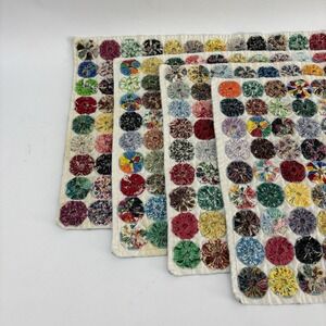 Vintage Quilted Yo Yo Placemats (4) Multicolor